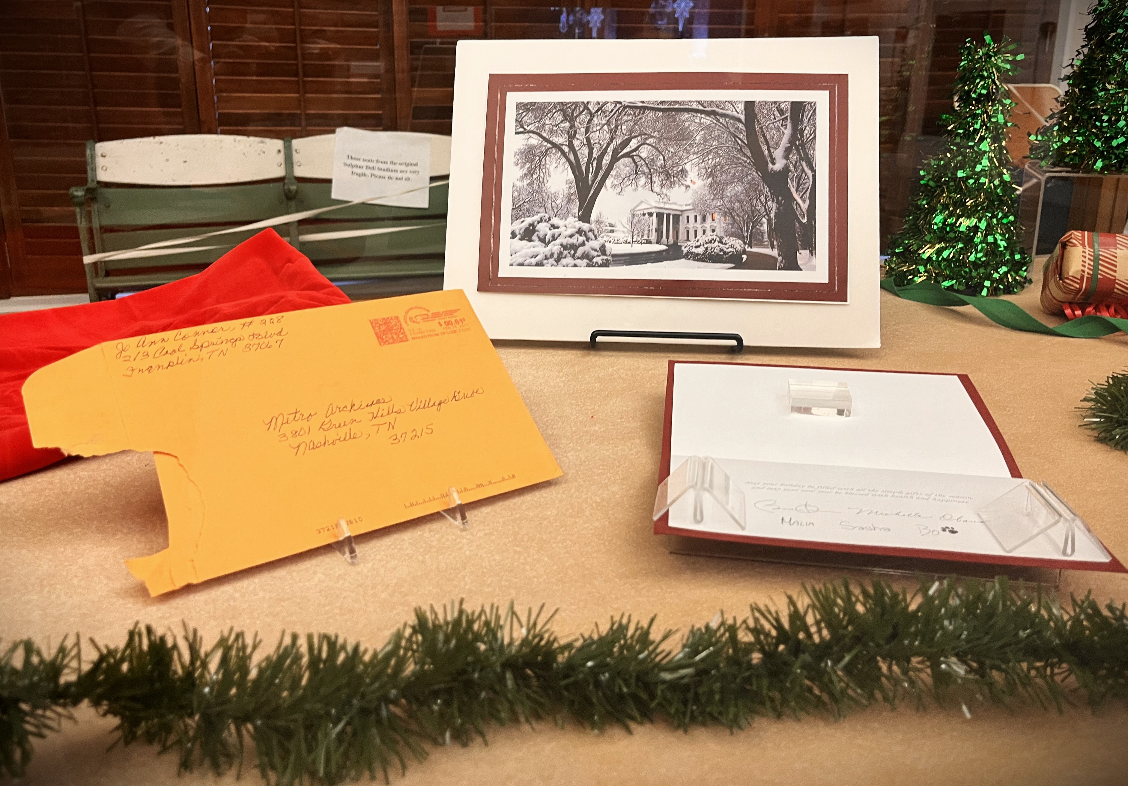 The last Christmas card received in the collection from President Obama and his family, in 2010.