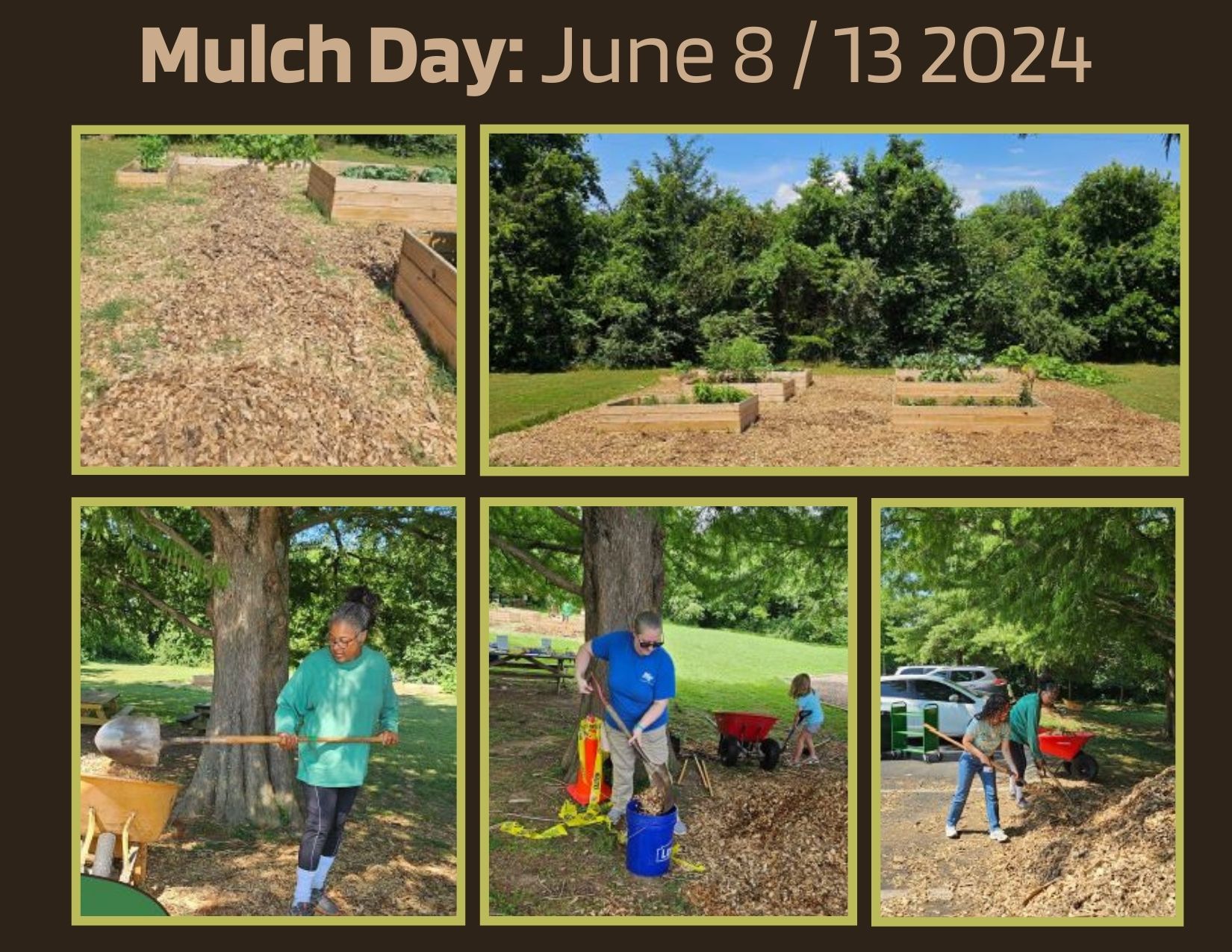 Garden Day of Service: Mulch June 8 and 13, 2024