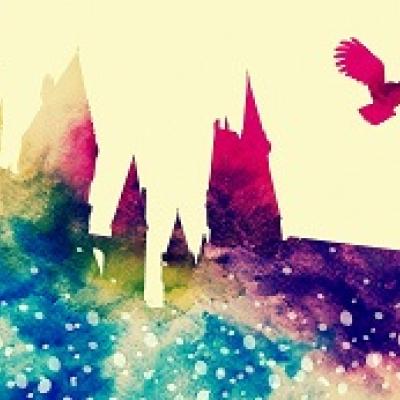 hogwarts watercolor with owls